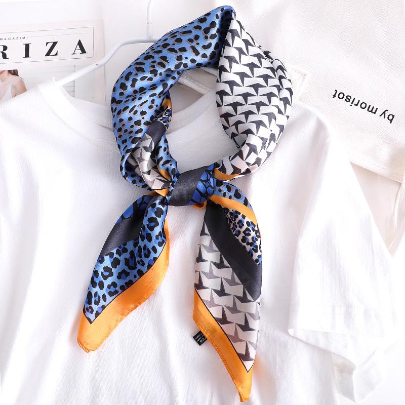 70cm Fashion Paisley Print Kerchief Hair Scarf For Women Silk Satin Headband Hijab Scarfs Female Square Neck Scarves For Ladies