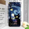 Künstlerische Schwarze Katze Sternennacht Handyhülle für Samsung S24 S23 S22 S21 S20FE Plus Ultra Cover für Samsung Galaxy S25 Edge Fundas