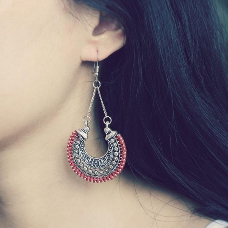 Tibetan Jewelry Vintage Drop Earrings Handmade U Shape Dangle Earrings for Women Brincos Fashion Ethnic Earrings