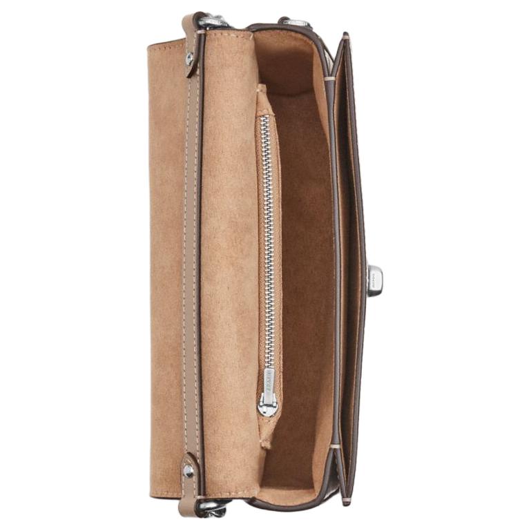 Coach Hutton 21 Turn Lock Closure Leather Shoulder Crossbody Bag Small Women bags Stone CN060-SVST