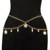 Personality Double-deck Retro Style Sun Moon Stars Tassels Alloy Waist Chain Ladies' Body Chain Jewelry