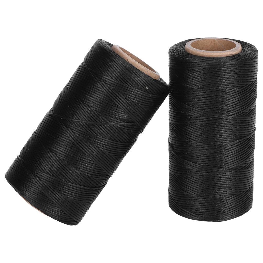 2 Rolls Waxed Thread Leather Sewing Stitching String Accessories DIY Handicraft Black