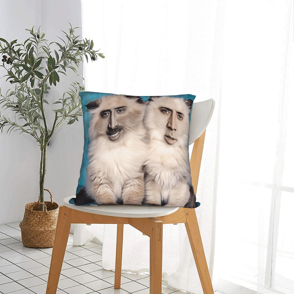 Federa Cuscino Gatto Divertente N-Nicolas C-Cage Picolas Cage Copricuscino Comodo Federa Cuscino Moderna Per Divano Camera da Letto Decorazione Casa