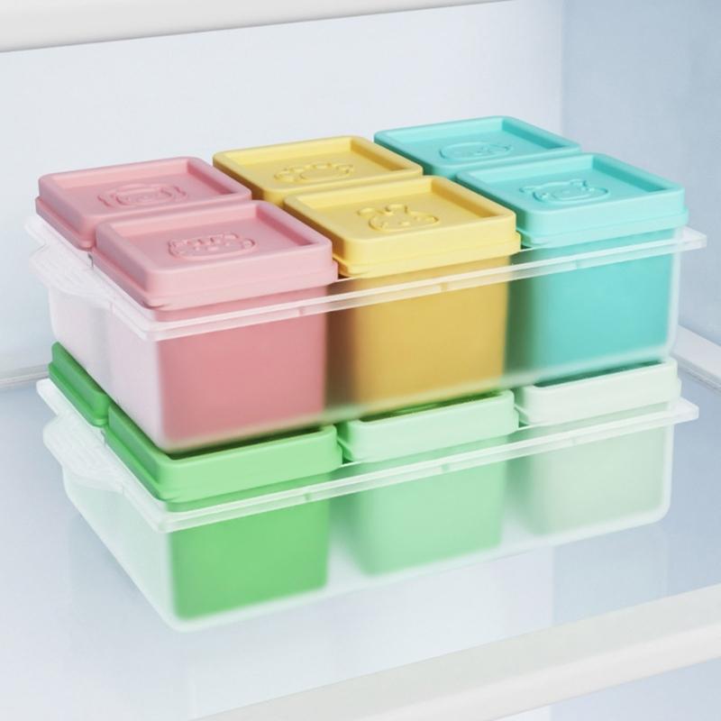Dishwasher Safe Baby Food Storage Container 6 Grids Silicone Snacks Organizers Freezer To Microwave Snacks Box With Lid