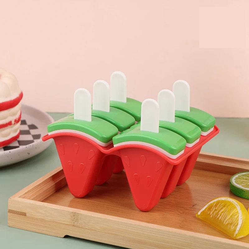 4/6 grid ice cream Popsicle mold, covered fruit-shaped mold, a creative DIY kitchen ice cream making tool for home use.