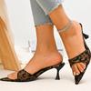 Fashion Fashion Leopard Thin Sole Slippers for Women 2025 Pointed Toe High Heel Sandals Female Summer Anti-Slip Pu Leather Slides Mujer