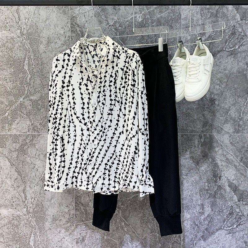 Popular No-iron Thin Printed Long-sleeved Shirt Versatile and Trendy