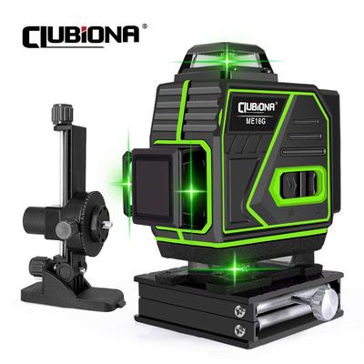 4D 16 Lines Laser Level 1PC or 2PC Li-ion Battery Remote Pulse Mode Receiver Super Powerful Green Beam Professional Laser