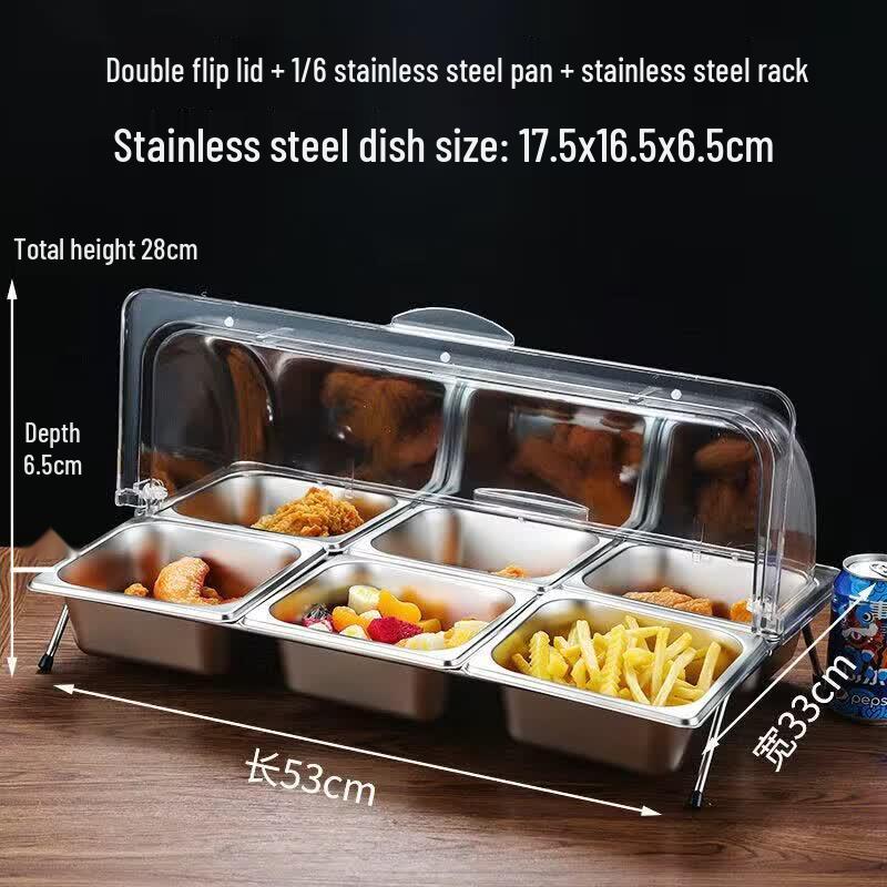 Zhebu Stainless Steel Food Display Tray with Transparent Lid