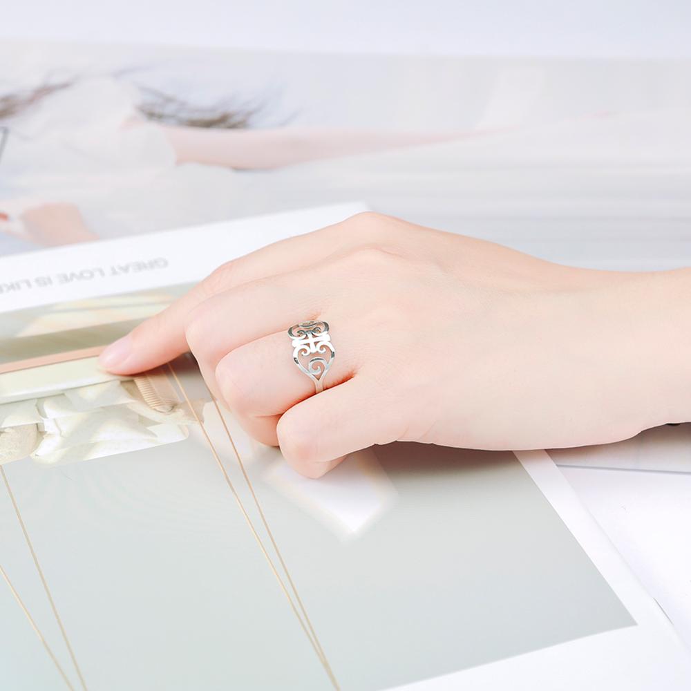 Women Vintage Flower Finger Rings Elegant Stainless Steel Rose Gold Casual Ring Anniversary Valentine's Day Gift