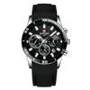 Mens Sport Watch With Silicone Strap Chronograph Date Luminous 30M Waterproof Alloy Case 44mm Quartz