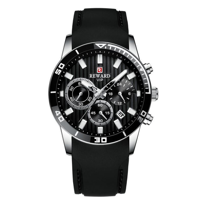 Mens Sport Watch With Silicone Strap Chronograph Date Luminous 30M Waterproof Alloy Case 44mm Quartz
