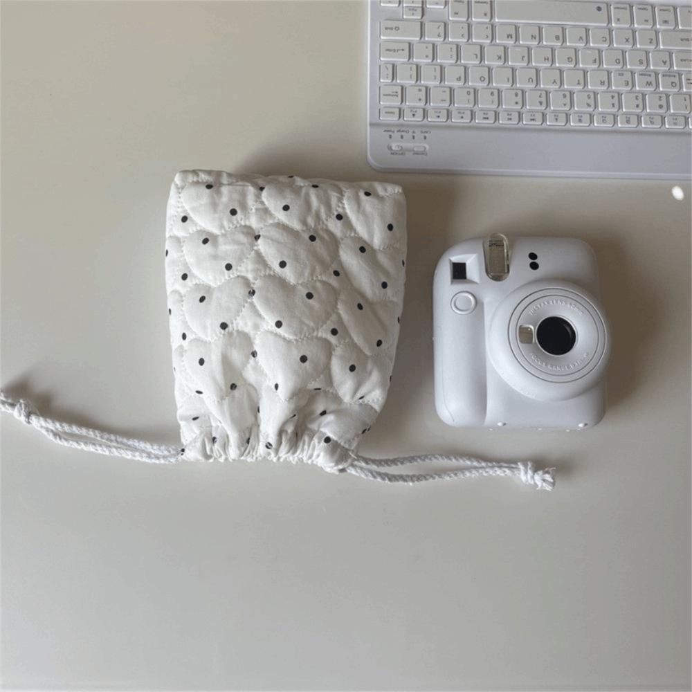 Anti-fall Drawstring Wallet Quilted Cotton Sanitary Napkin Storage Bag for Travel