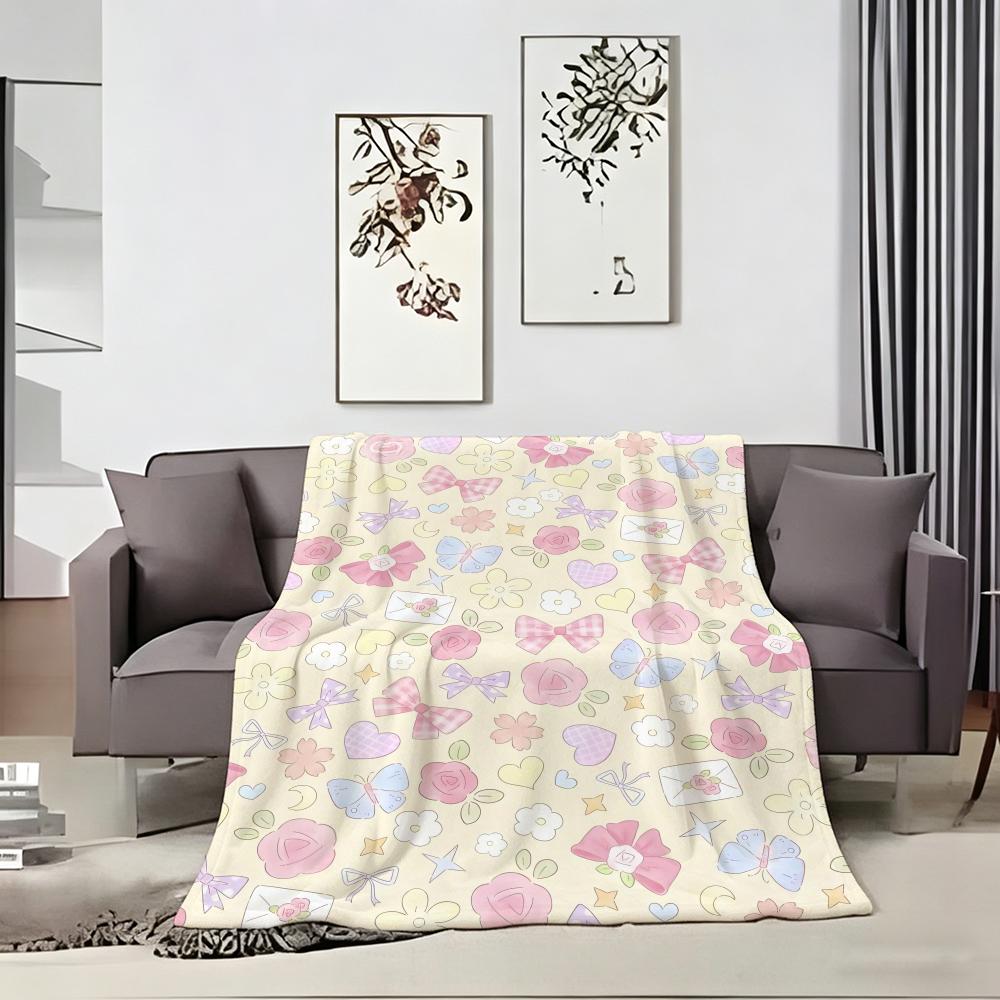 Healing Soft Aesthetic Throw Lightweight 240G Flannel Blanket Soft Skin-Friendly For Summer Cooling