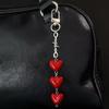 Y2K Red Heart Beaded Pendant Keychain Bag Charms Hangings Punk Cool Ornament Accessories