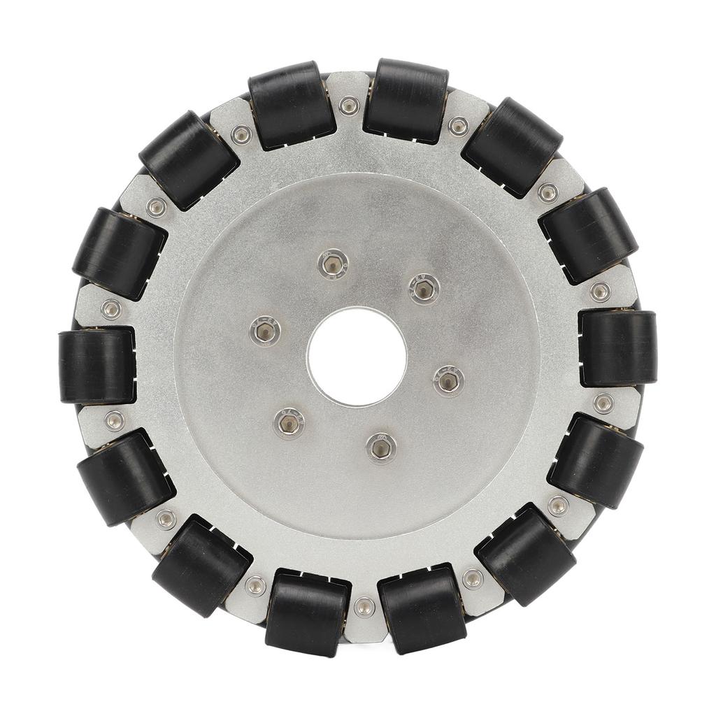 152mm Omni Wheel Rubber Aluminum Alloy 360 Degree Rotation Double Row Wheel for Mobile Robot Upgrade Black and Silver