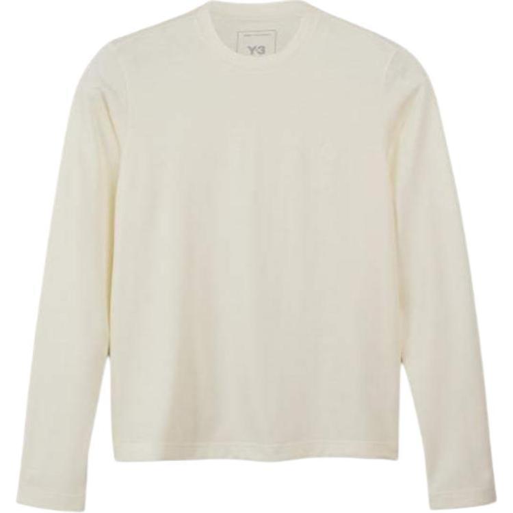 

Y-3 Однотонный пуловер с круглым вырезом, футболка с длинным рукавом, женский топ, молочно-белый JI7557 S
