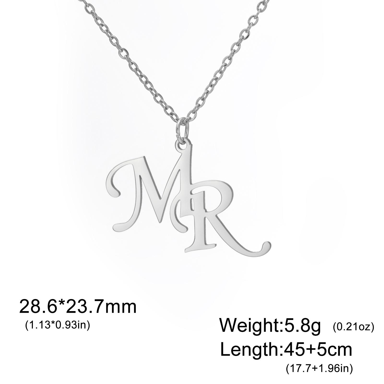 Lemegeton Customized Initial Letter Necklace Alphabet Name Pendant Women Men Stainless Steel Jewelry Personalized Letters Gifts