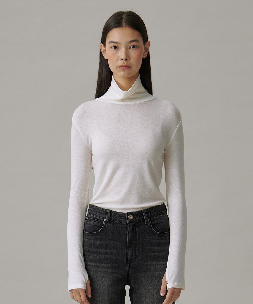 TTUDEMENT Basic Roll-Neck Pullover_Ivory