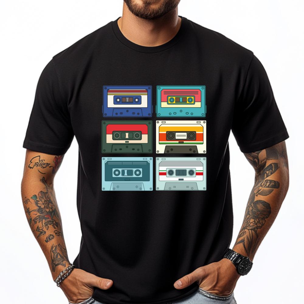 

Retro 1980s Cassettes 80s Music Lover Mixtape Cassette Camisetas New Year Streetwear White T Shirt Men - Men s Summer Cotton ... 5XL