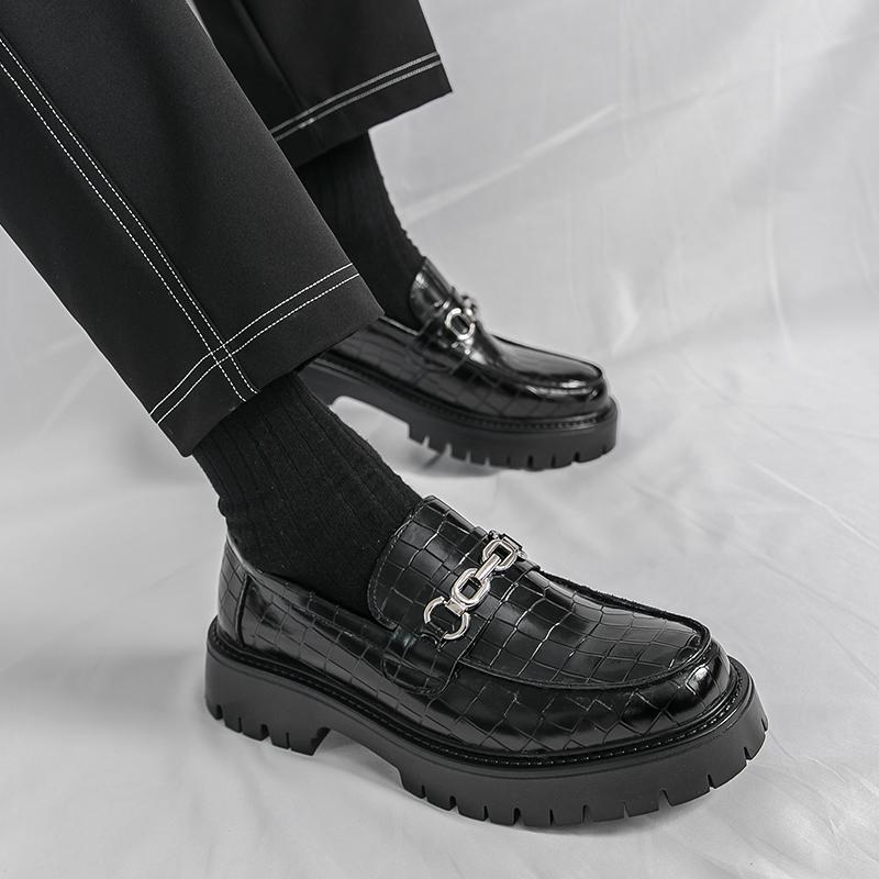 Brand Men's Crocodile Leather Comfortable Thick Soled Non Slip Oxford Shoes Spring New Men Business Casual Leather Shoes