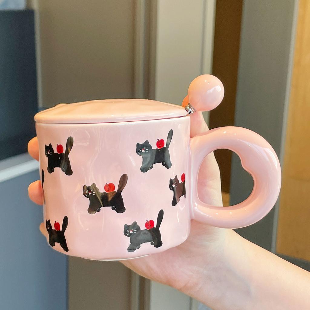 Souvenir, graduation gift, teacher gift box, practical cup, new cute cat ceramic mug, couple cup