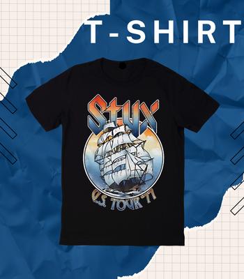 Styx USA American Tour 1977 Ship T Shirt Mast Rock Band Album Concert Merch EB.
