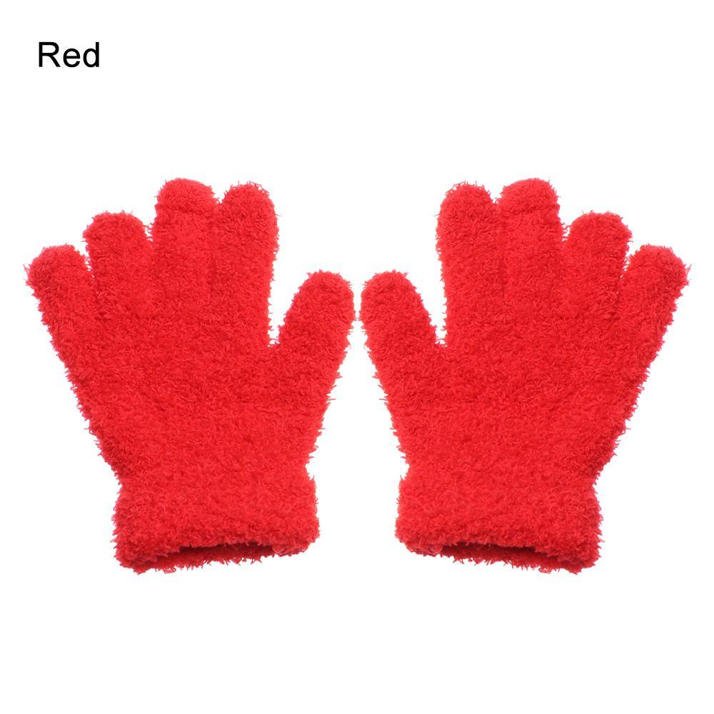 Hot Sale Winter Baby Lovely Soft Warm Kids Gloves Coral Plush Mittens Candy Color Full Fingers