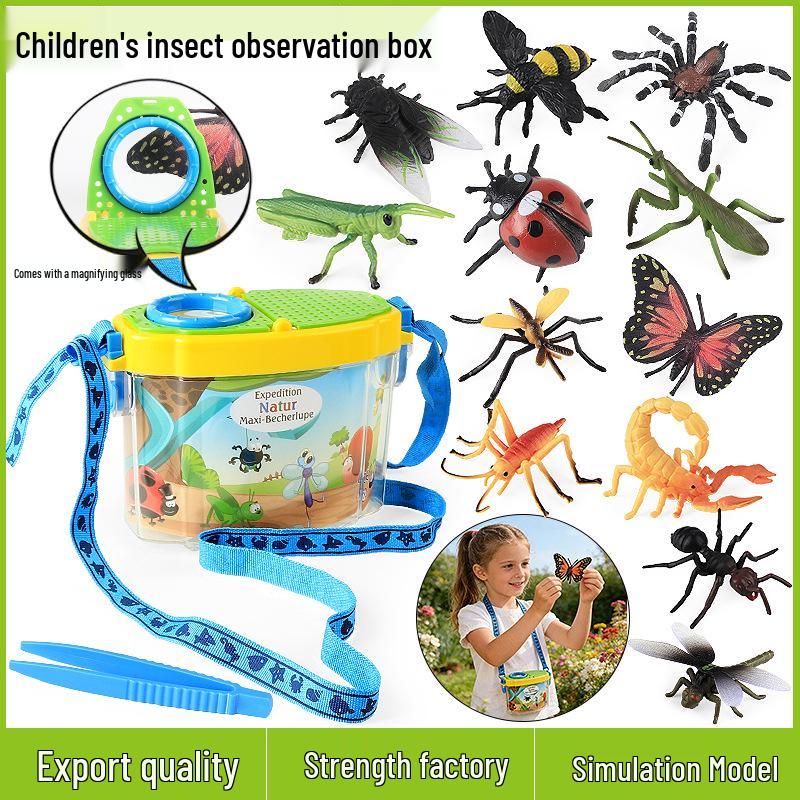 Children's Insect Observation Box: Soft Plastic Butterfly, Mantis, Bee Simulation Set