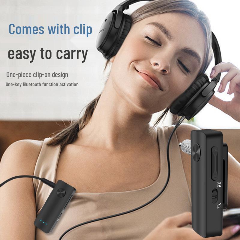 T66 AUX Bluetooth 5.0 Car Adapter: 2-in-1 Wireless Audio Receiver & Transmitter