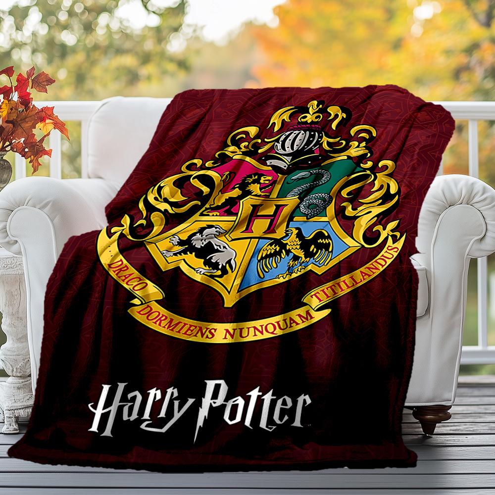 1pc Cresta de Hogwarts Harry Potter Manta de Franela para Exteriores Todas las Estaciones Suave Calidez, Decoración del Hogar 1031167
