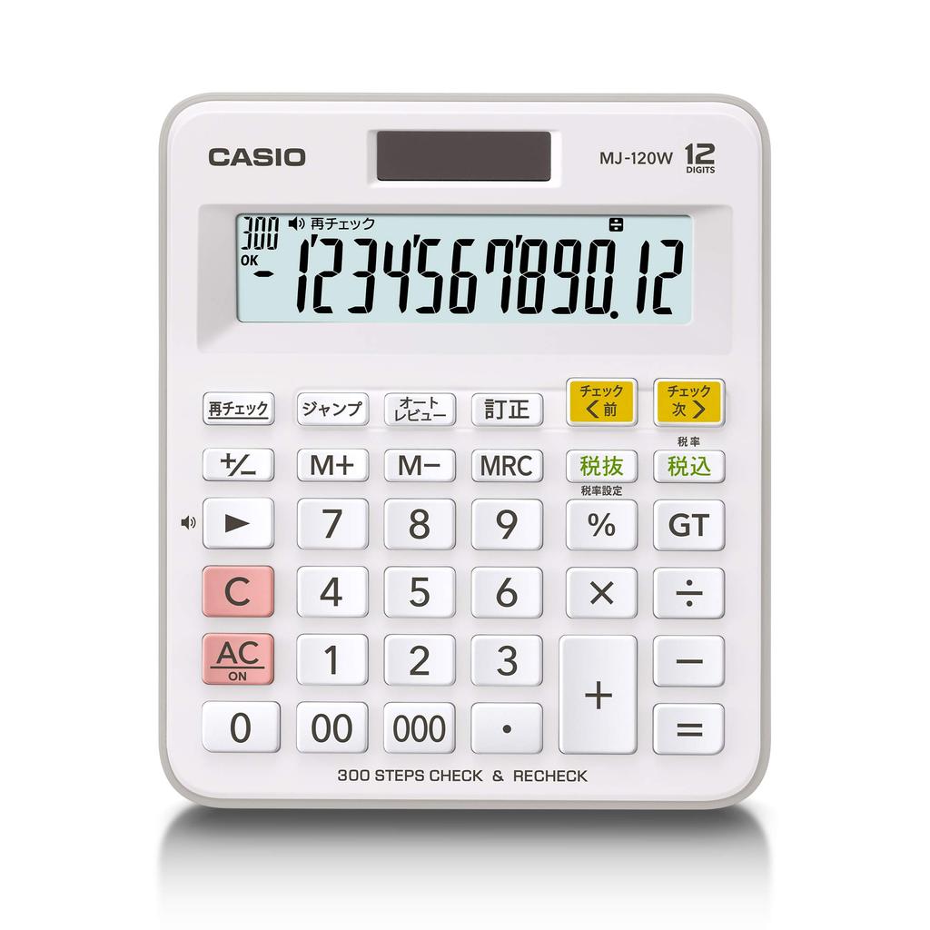 Casio Standard Calculation Mini Just 12 Calculator, Check, Type, Digits, MJ-120W-N