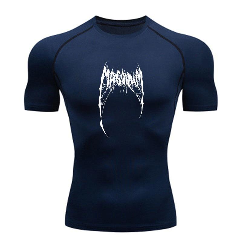 Men's Compression Athletic Workout T-Shirt, Quick Dry Breathable Sport Top with Edgy Sharp Web Graphic for Gym Running Training Active Wear