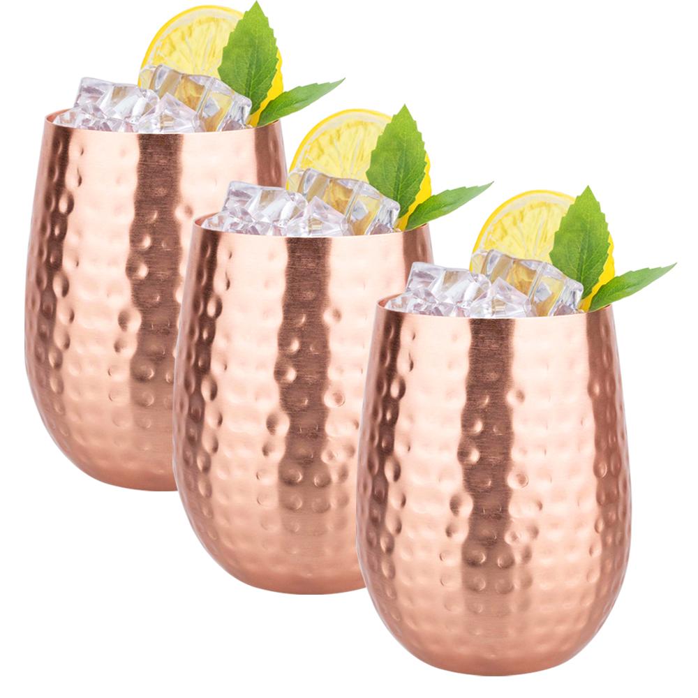 Handgefertigter Reinkupferbecher 450ml Luxus Kupfer Martell Cocktail Whiskey Tassen Wasserbecher Trinkgeschirr für Wasser Milch Kaffee Küche Bar