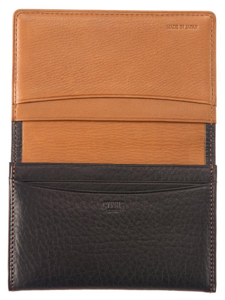 Cypris Silky Kip Business Card Case, Leather, with Gusset, Perfect Gift for Father's Day, Birthday, or Boyfriend, Black, 1720