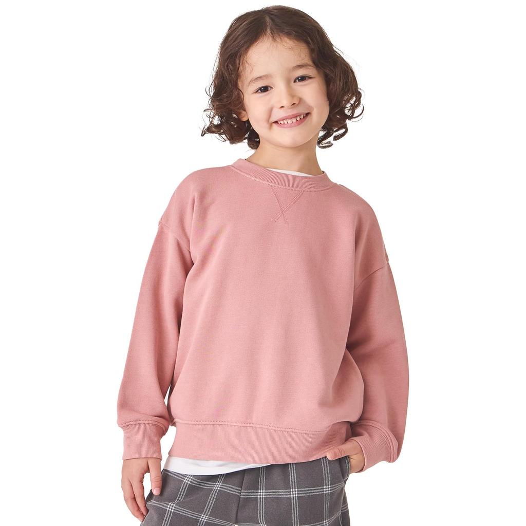 Ever Closet Pink Size Long Round Solid Perfect for Fall and and Kids' Sweatshirt, Gray, 130, Sleeve, Neck, Cotton, Winter, School, Kindergarten.