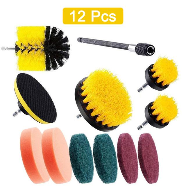 Car Detailig Brushes Set Drill Brush Attachment Set Heavy Duty Power Scrubber Brushes for Bathroom Kitchen Auto Cleaing Supplies