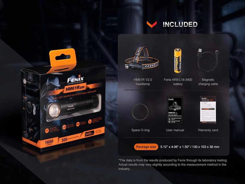 Fenix HM61R Rechargeable 1600 White and Red IP68 Waterproof and Dustproof V2.0 Headlamp, Lumens, L-Shaped, 90-Degree Right-Angle Flashlight, LEDs,