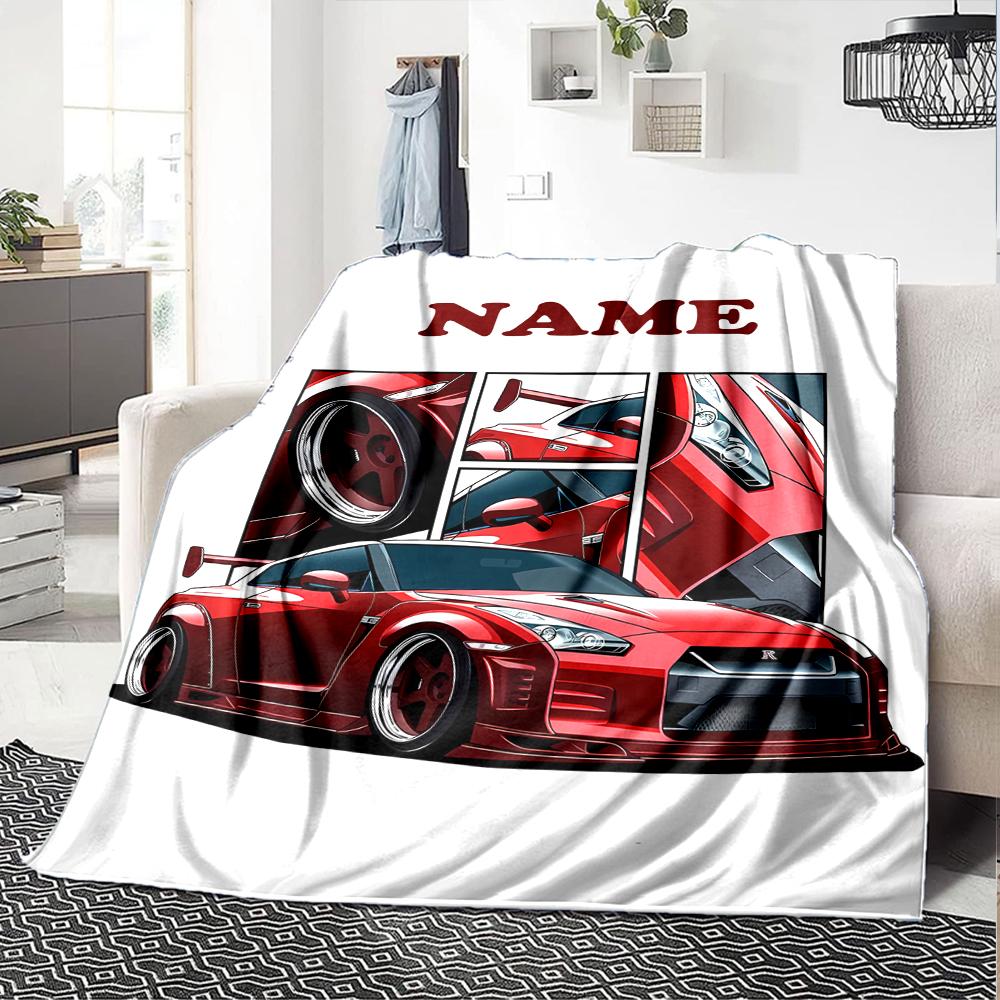 Custom Name Racing Theme Printed Blanket - Perfect for Couch, Bed, Travel & Outdoor Use | Machine Washable, Cozy & Durable.