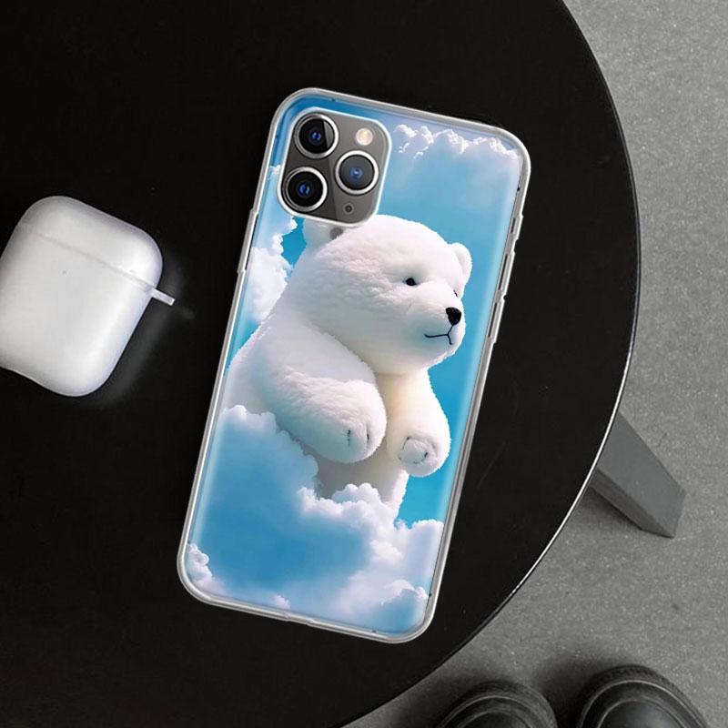 Sunny Clouds Teddy Bear Phone Case Cover for iPhone 11 12 13 Mini 14 15 Plus 16 Pro Max 17 Air 7 8 + SE Art Customized Fundas 11