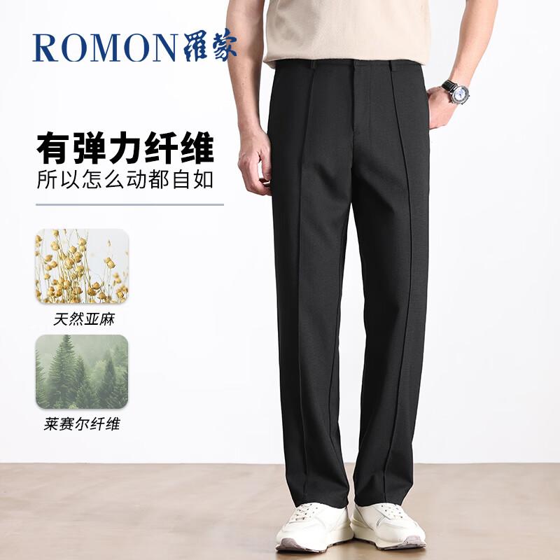 ROMON Men s Lyocell Linen Blend Stretch Casual Pants 40