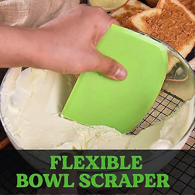 Dough Scraper Dough Card Dough Cutter Dough Spatula Dough Scraper Card - 3P 4.7x3.7'' PE Plastic BPA Free Flexible Sharp Edge Corner Non-Slip Cake Scr