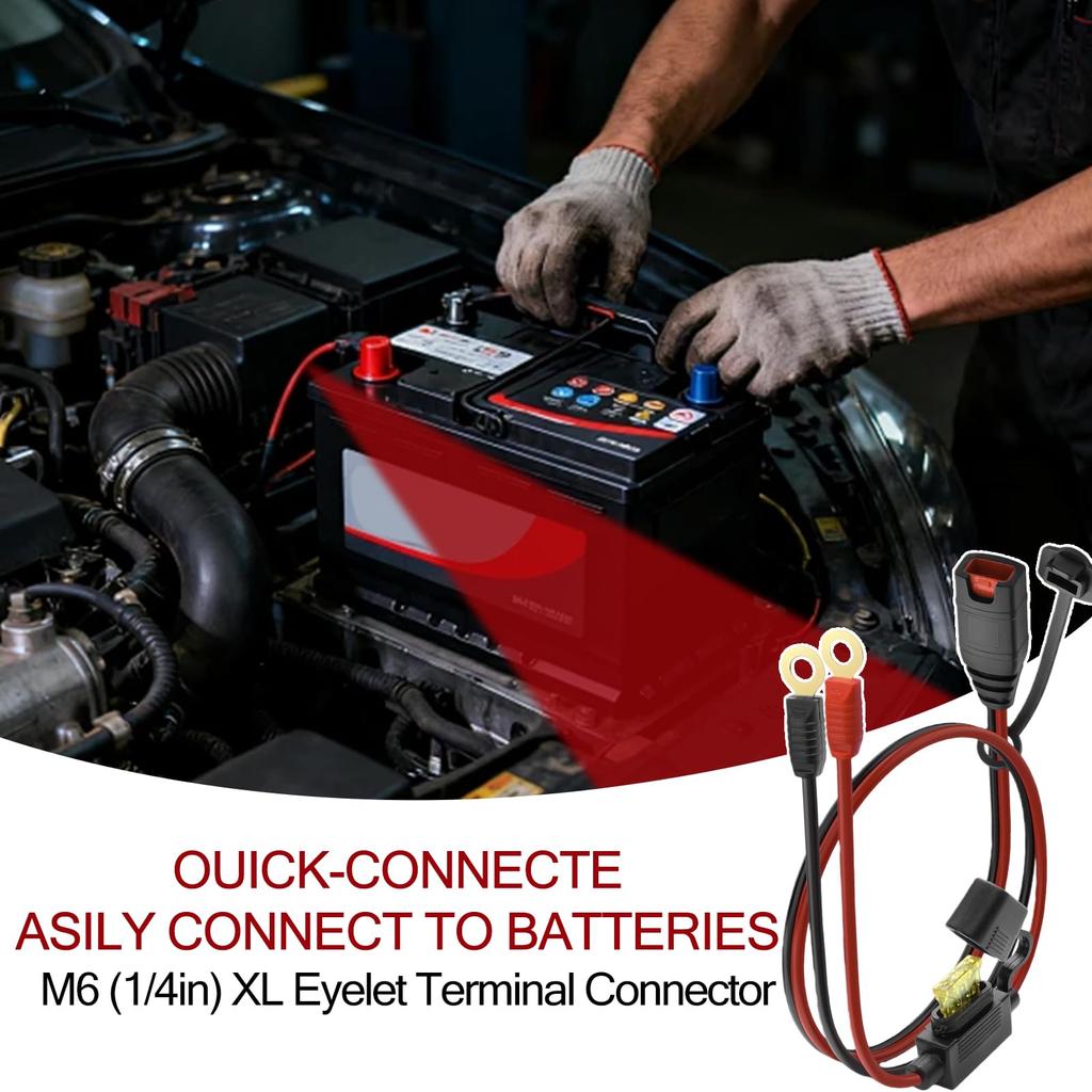 BLOLACDZ 2 Pack M6 (1/4 Inch) XL Terminal Harness Connector Cable for NOCO GC002 X-Connect