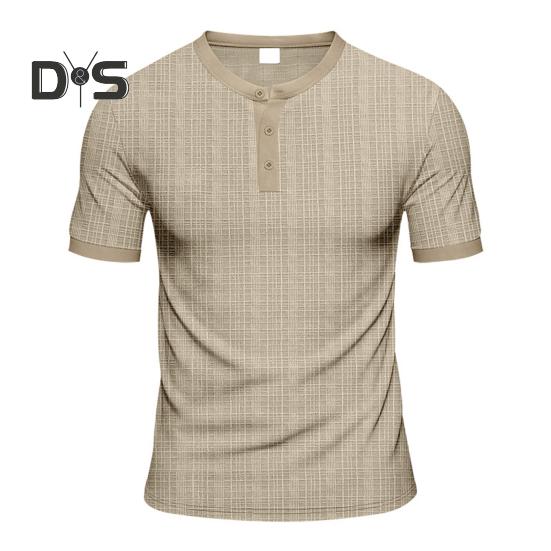 Letní pánské tričko Volný střih Americký styl Krátký rukáv Zapínací Kulatý výstřih Top Jednobarevný Ležérní Denní Top