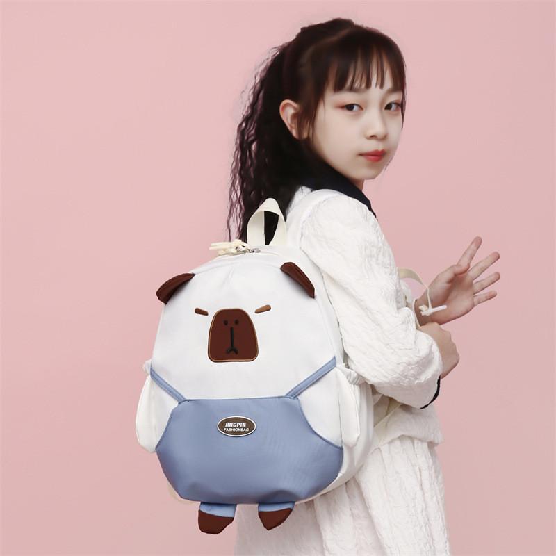 Playful Character Capybara School Backpack For Toddlers And Kids In Various Color Options