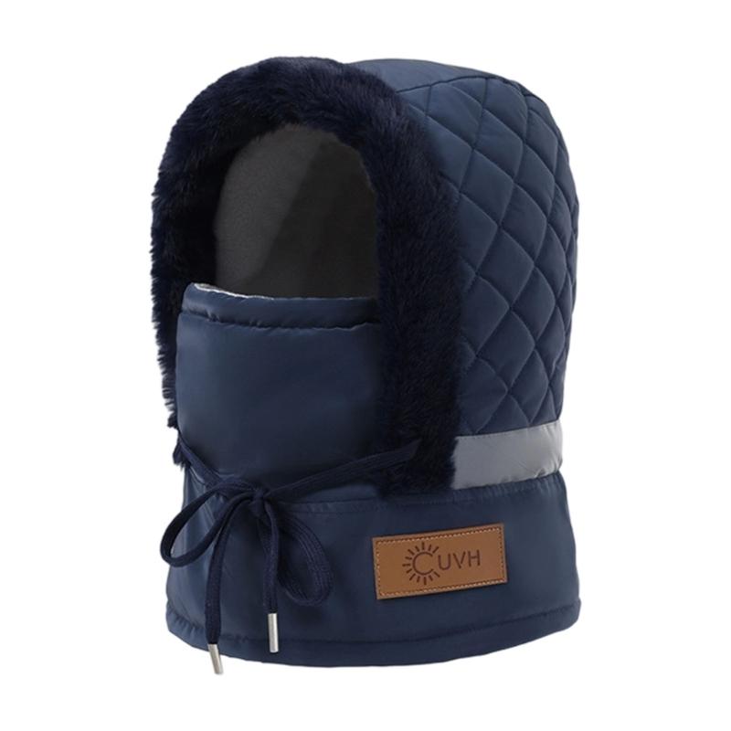 

Winter Warm Brimless Hat With Fleece Lining Design For Outdoor Sport And Cold Weather Activity Skiing Hiking Headwear темно-синий