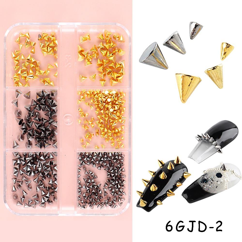 Appro150pcs/box 3D Cone Spike Nail Rhinestone Gold Silver Rivet Nail Decoration  Wedding Design