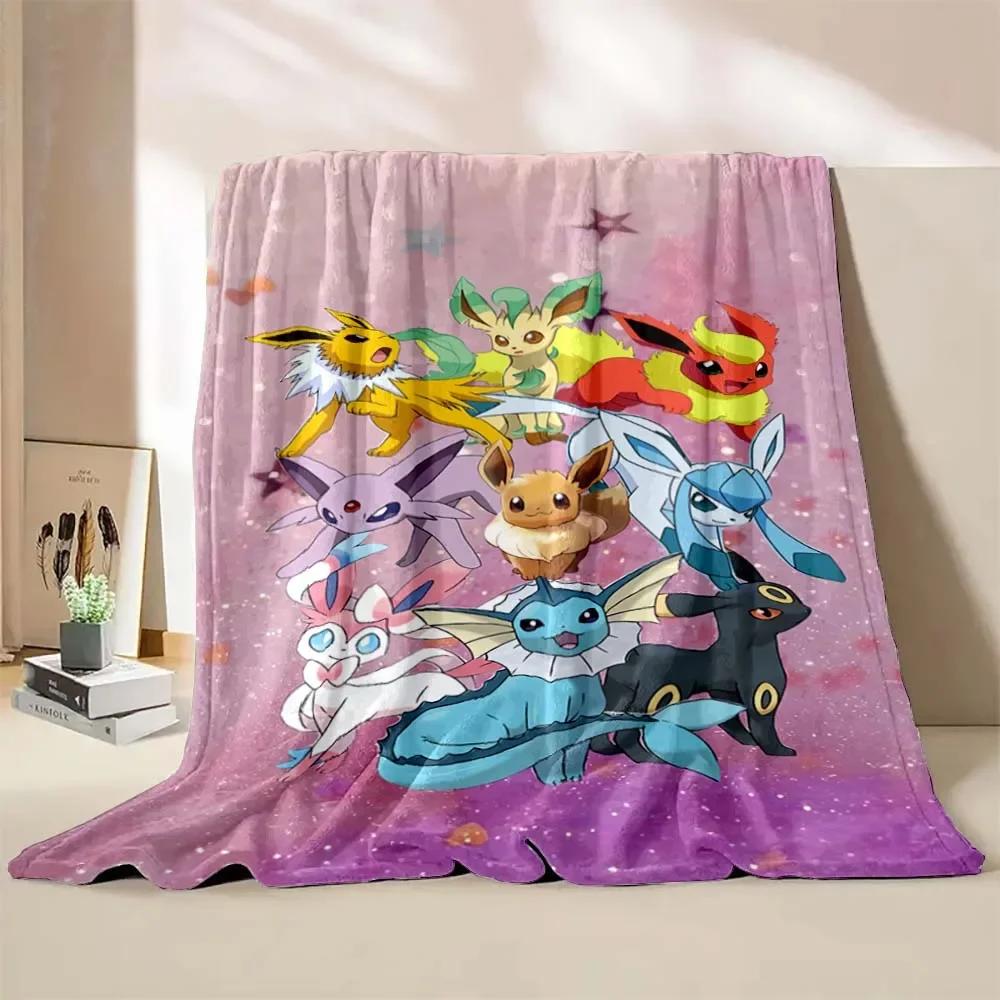 

Low Stock! Pokemon Eeveelution Queen Blanket - Soft Cozy Blanket for Couch, Sofa, or Bed, Office Travel Camping Holiday Gifts 75x90cm