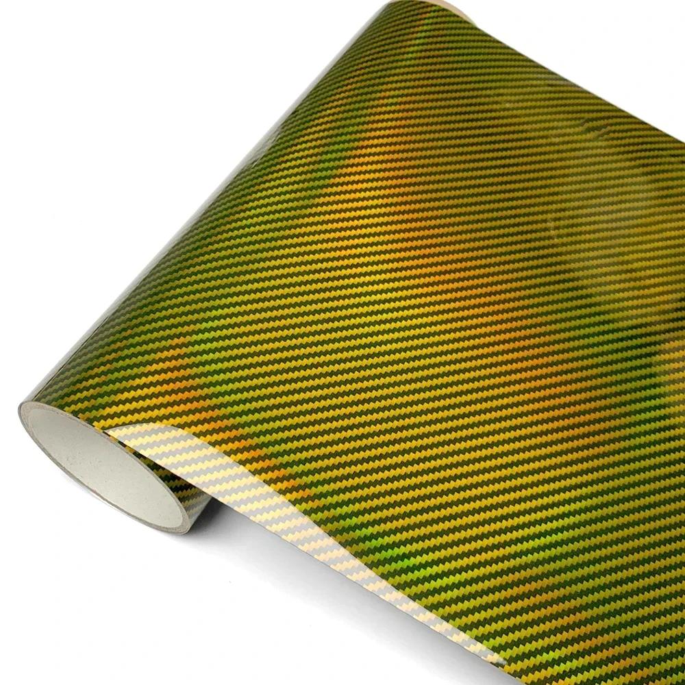 Carbon Fiber Stickers Laser Rainbow Gloss Auto Vinyl Wrap Tunning Film Air Release Bubble Waterproof Sticker for Car Accessories