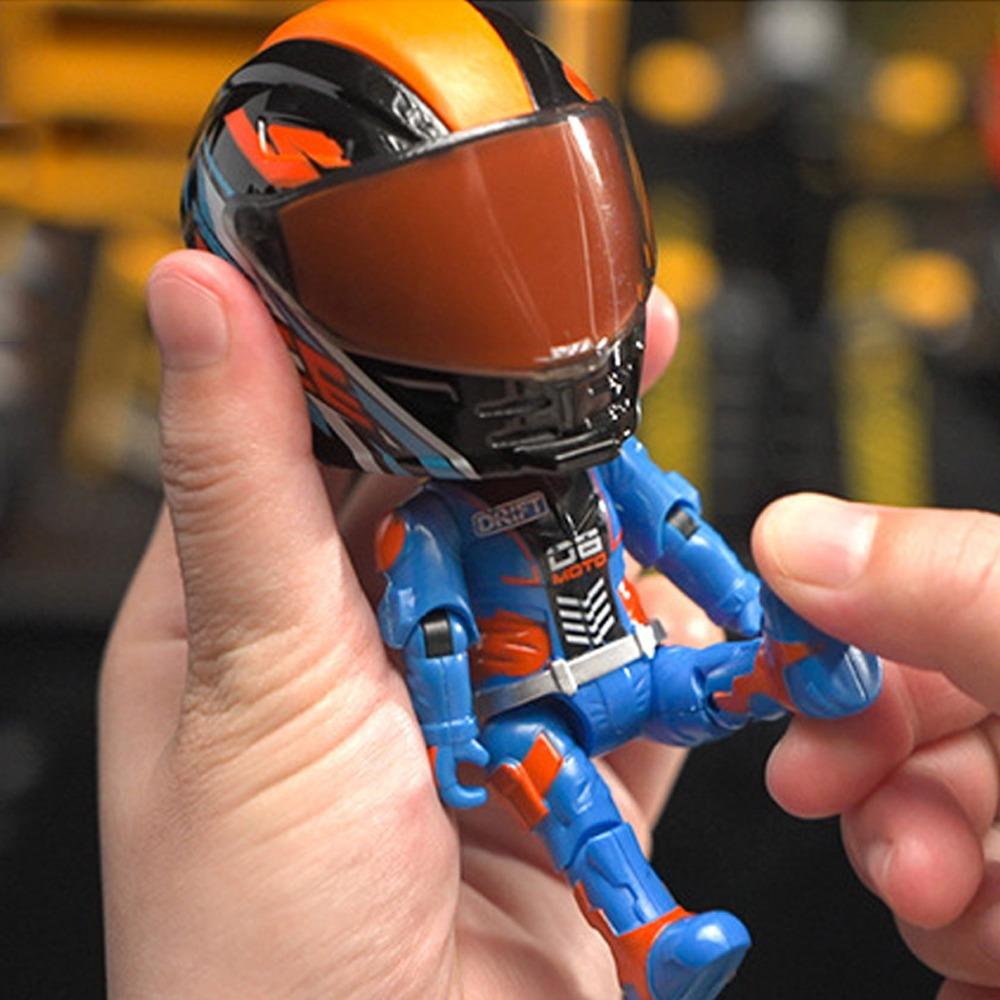 Movable Limbs Simulated Motorcycle Rider Doll Deformation Helmet Movable Figurine Model  Auto Decor